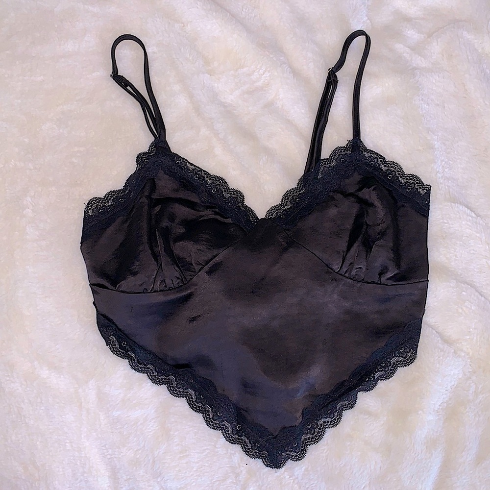 Lace Silk Cropped Top